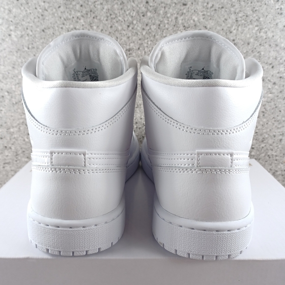 Nike Air Jordan 1 Mid Triple White Sneakers Shoes - Picture 6 of 12